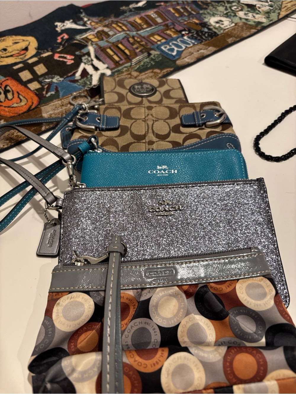 Coach bundle 4 wristlets, 1 key fob Signature Styles